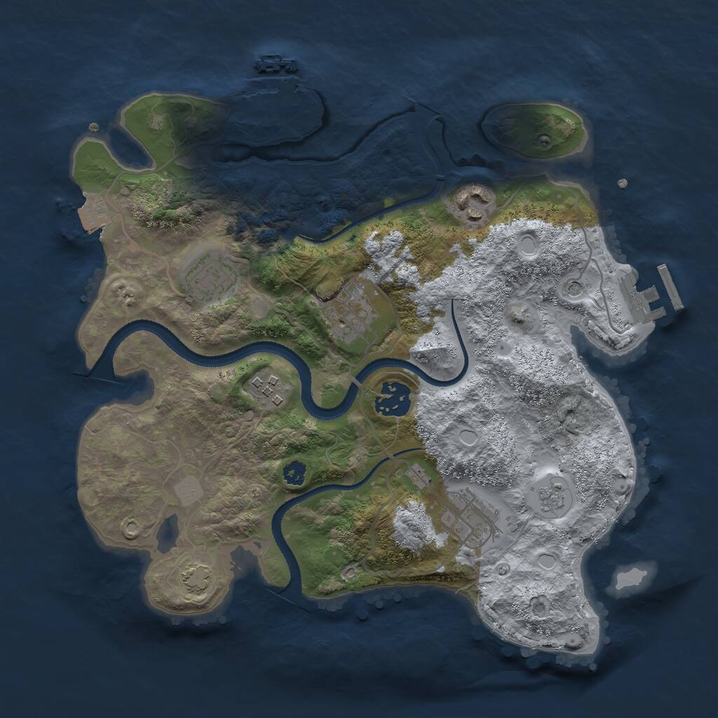 Rust Map: Procedural Map, Size: 3000, Seed: 1843960945, 12 Monuments