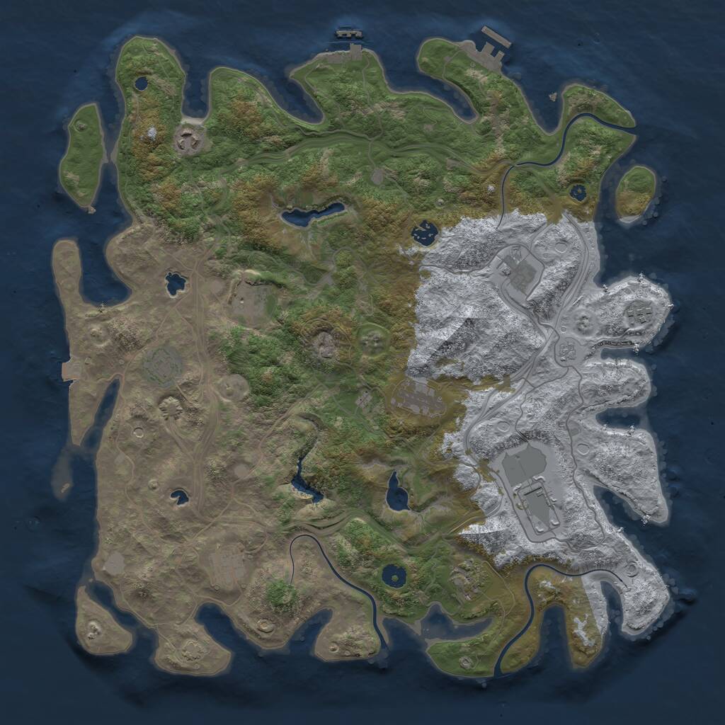 Rust Map: Procedural Map, Size: 4500, Seed: 1496954220, 16 Monuments