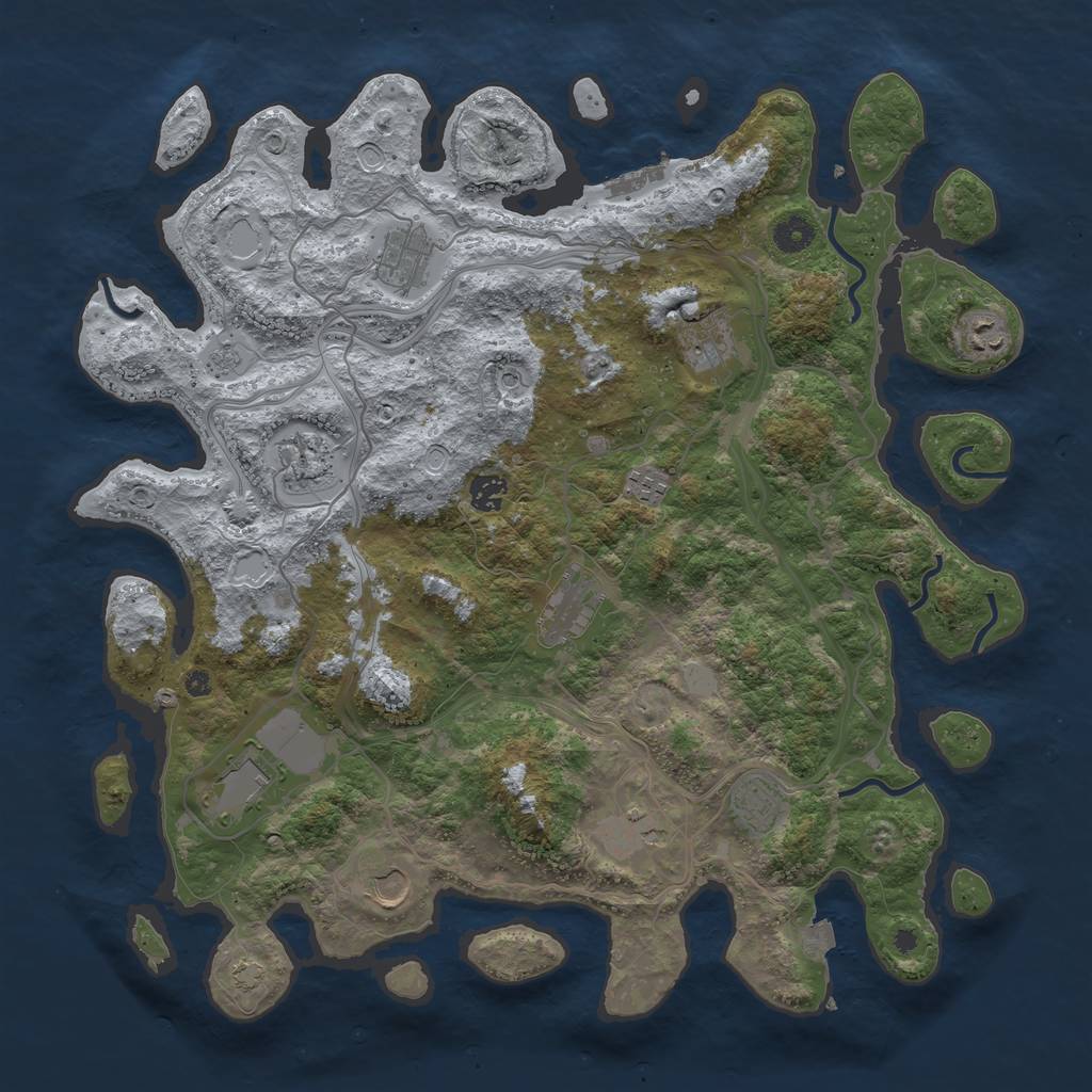 Rust Map: Procedural Map, Size: 4250, Seed: 1455079281, 18 Monuments
