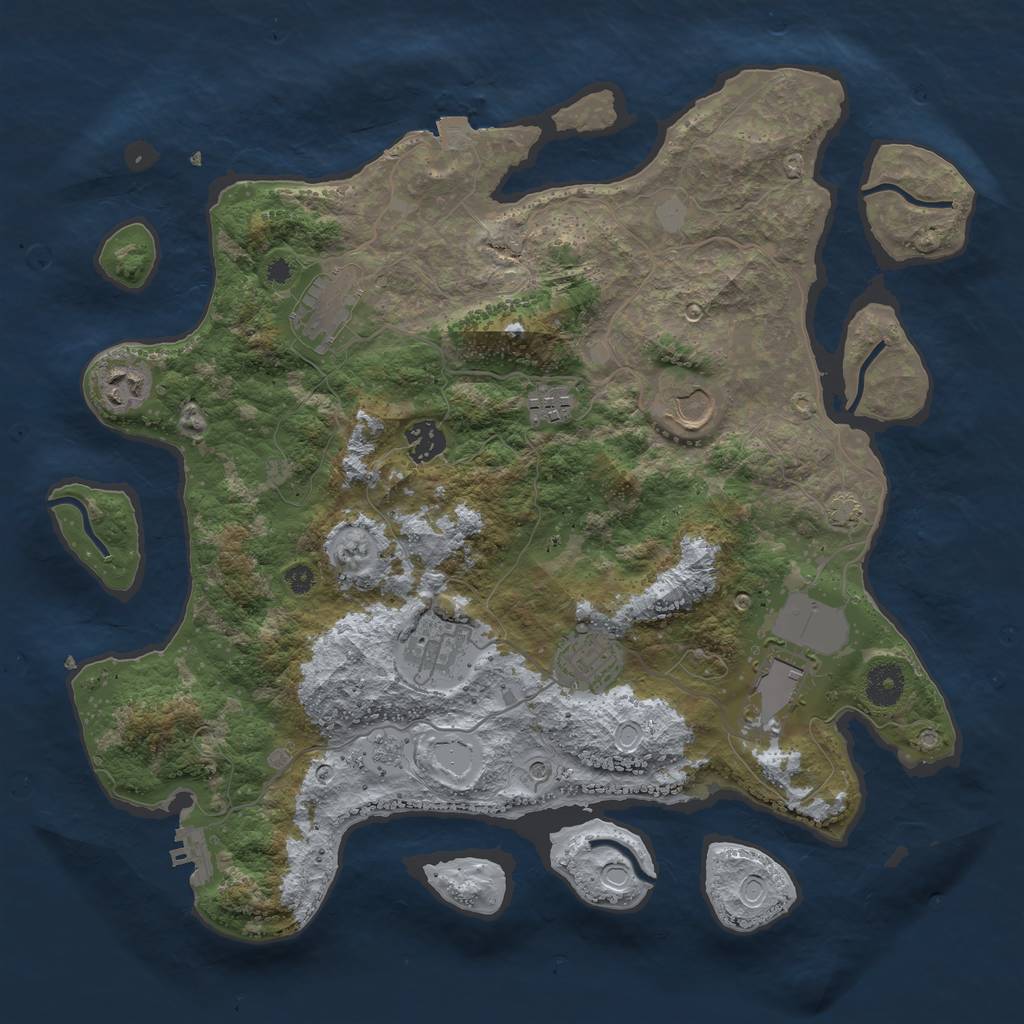 Rust Map: Procedural Map, Size: 3750, Seed: 2011773897, 15 Monuments