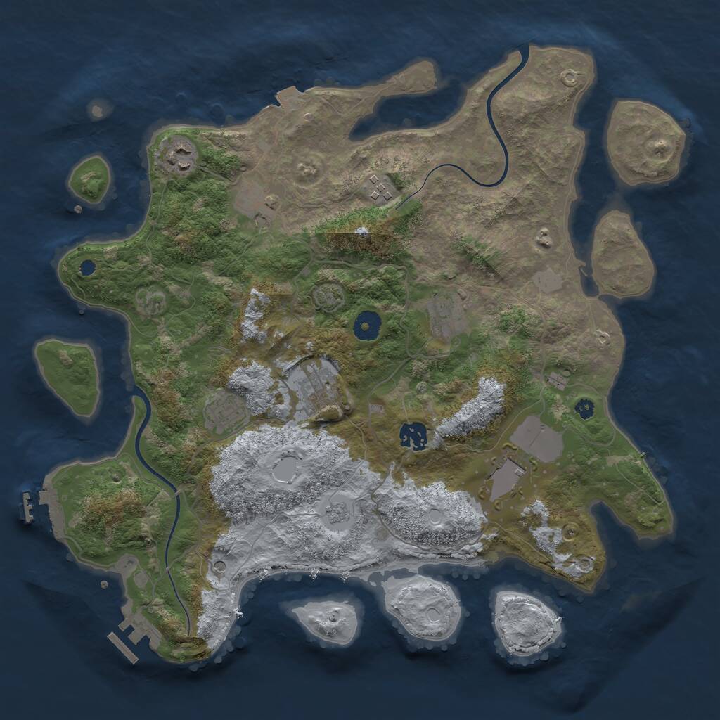 Rust Map: Procedural Map, Size: 3750, Seed: 2011773897, 14 Monuments
