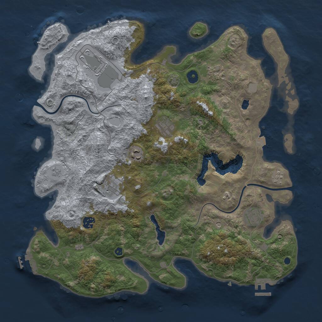 Rust Map: Procedural Map, Size: 4000, Seed: 875854, 14 Monuments