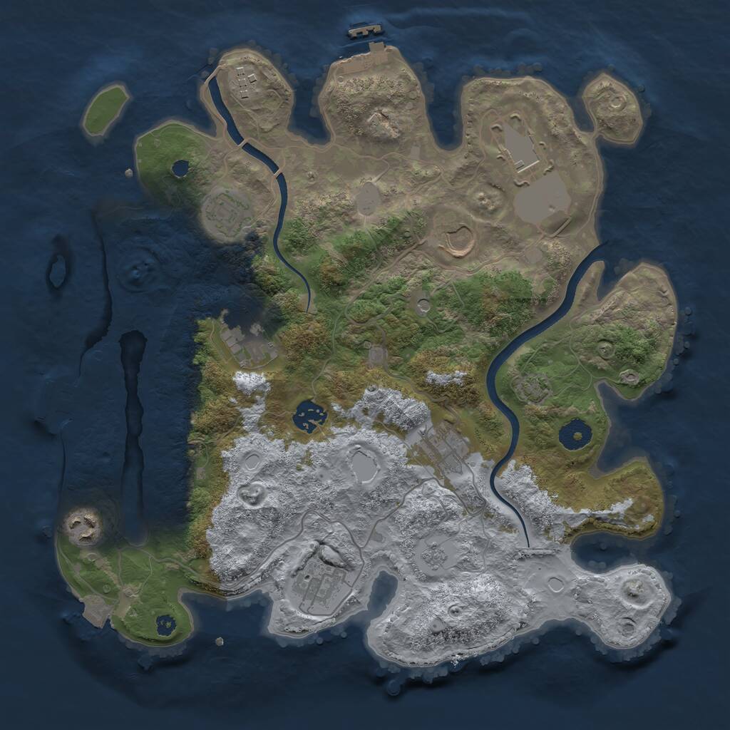 Rust Map: Procedural Map, Size: 3500, Seed: 6721, 15 Monuments