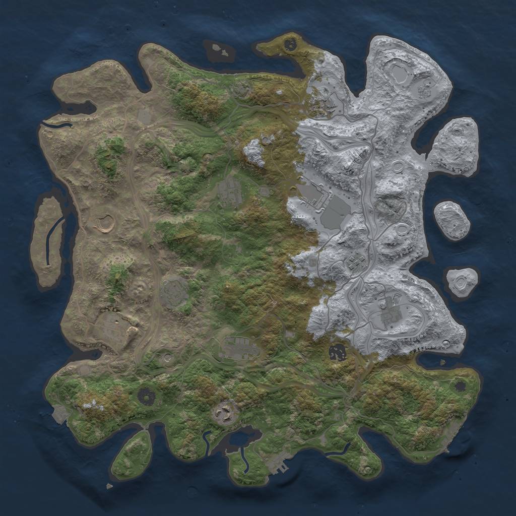 Rust Map: Procedural Map, Size: 4250, Seed: 2114587661, 19 Monuments