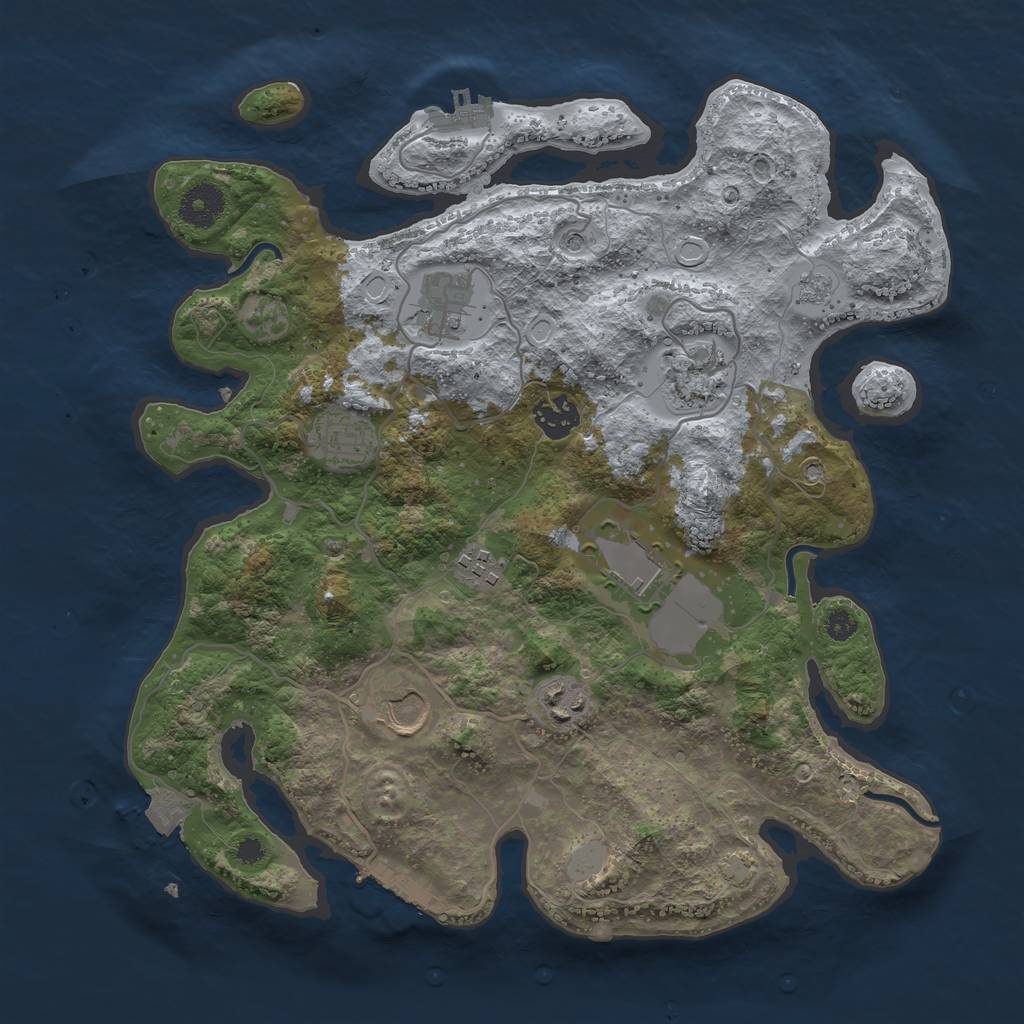 Rust Map: Procedural Map, Size: 3500, Seed: 210985275, 16 Monuments