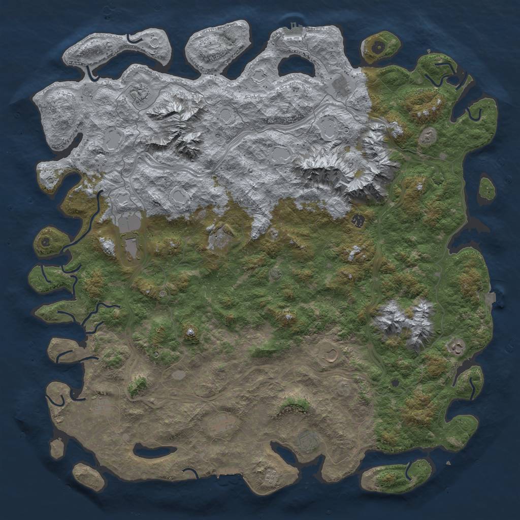 Rust Map: Procedural Map, Size: 6000, Seed: 1927045520, 19 Monuments