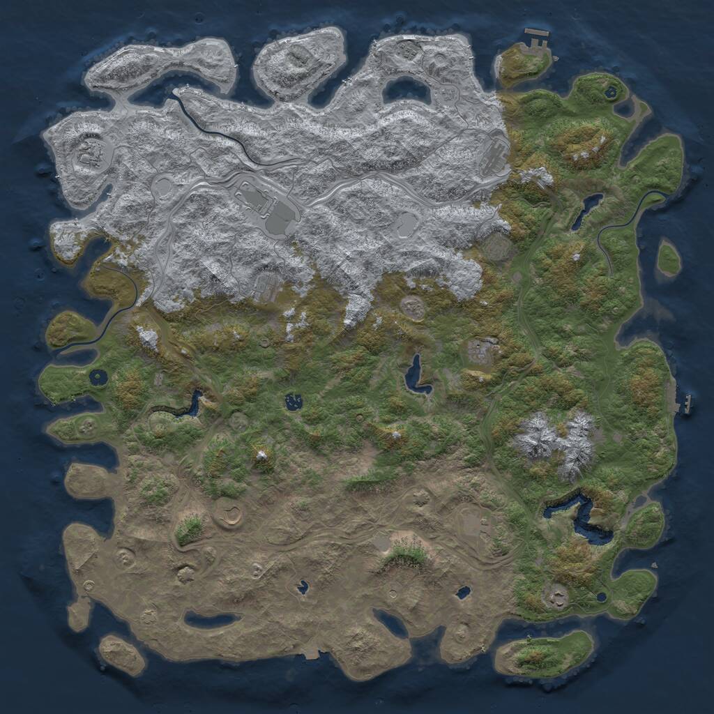 Rust Map: Procedural Map, Size: 6000, Seed: 1927045520, 17 Monuments