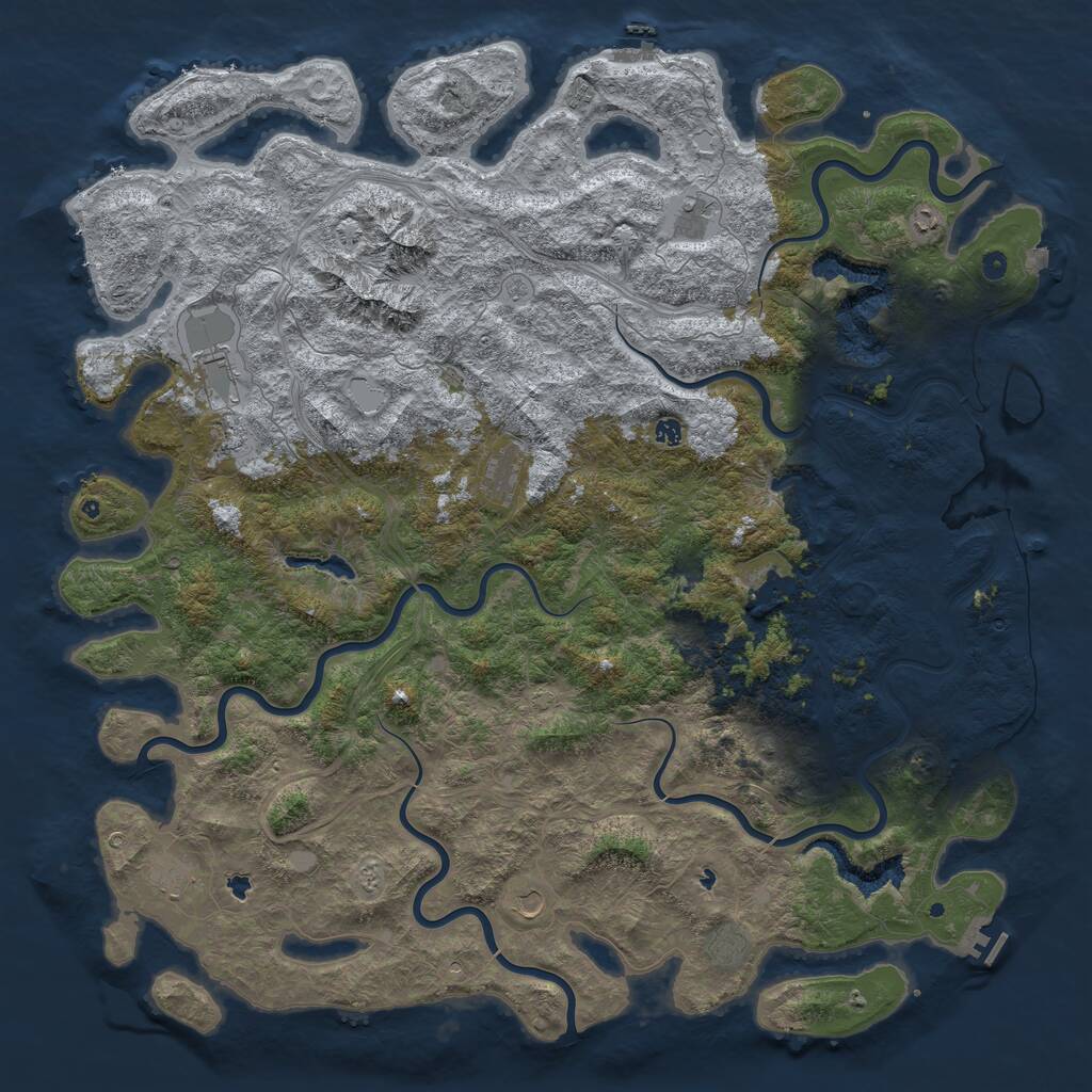 Rust Map: Procedural Map, Size: 6000, Seed: 1927045520, 17 Monuments