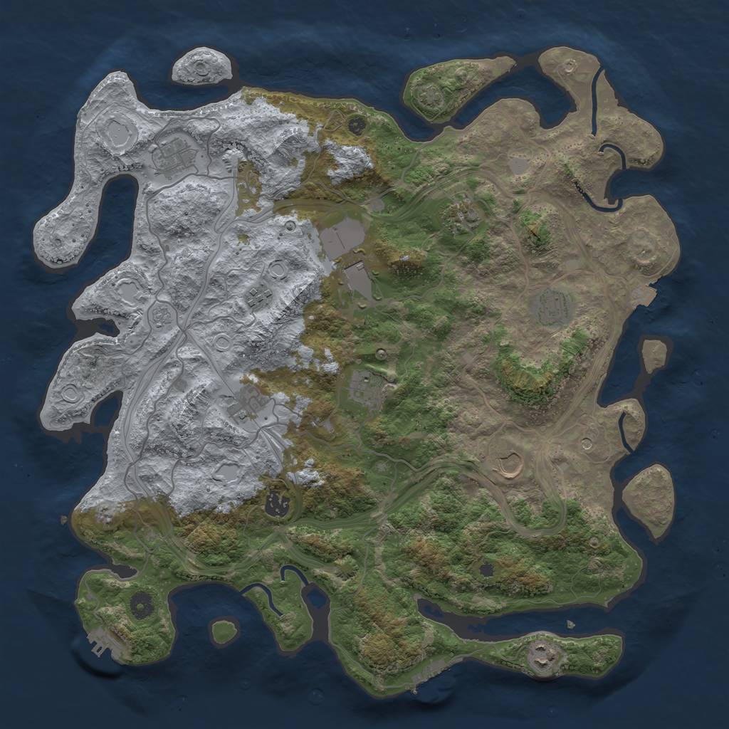 Rust Map: Procedural Map, Size: 4250, Seed: 1275307510, 18 Monuments