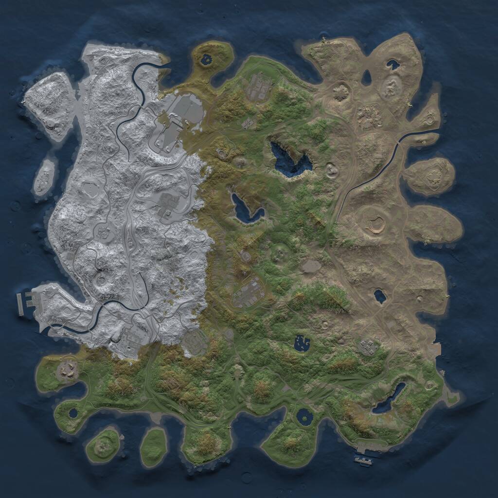 Rust Map: Procedural Map, Size: 4500, Seed: 562238974, 17 Monuments