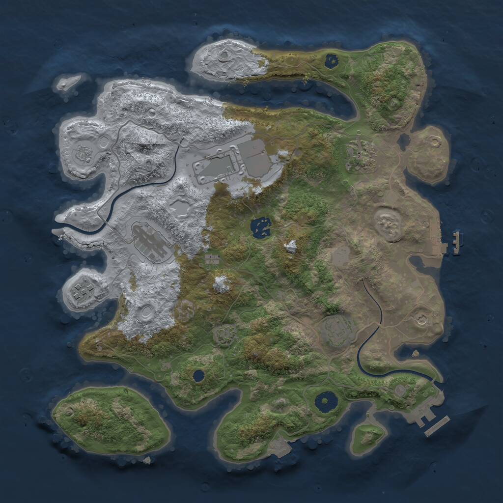 Rust Map: Procedural Map, Size: 3500, Seed: 81884172, 12 Monuments