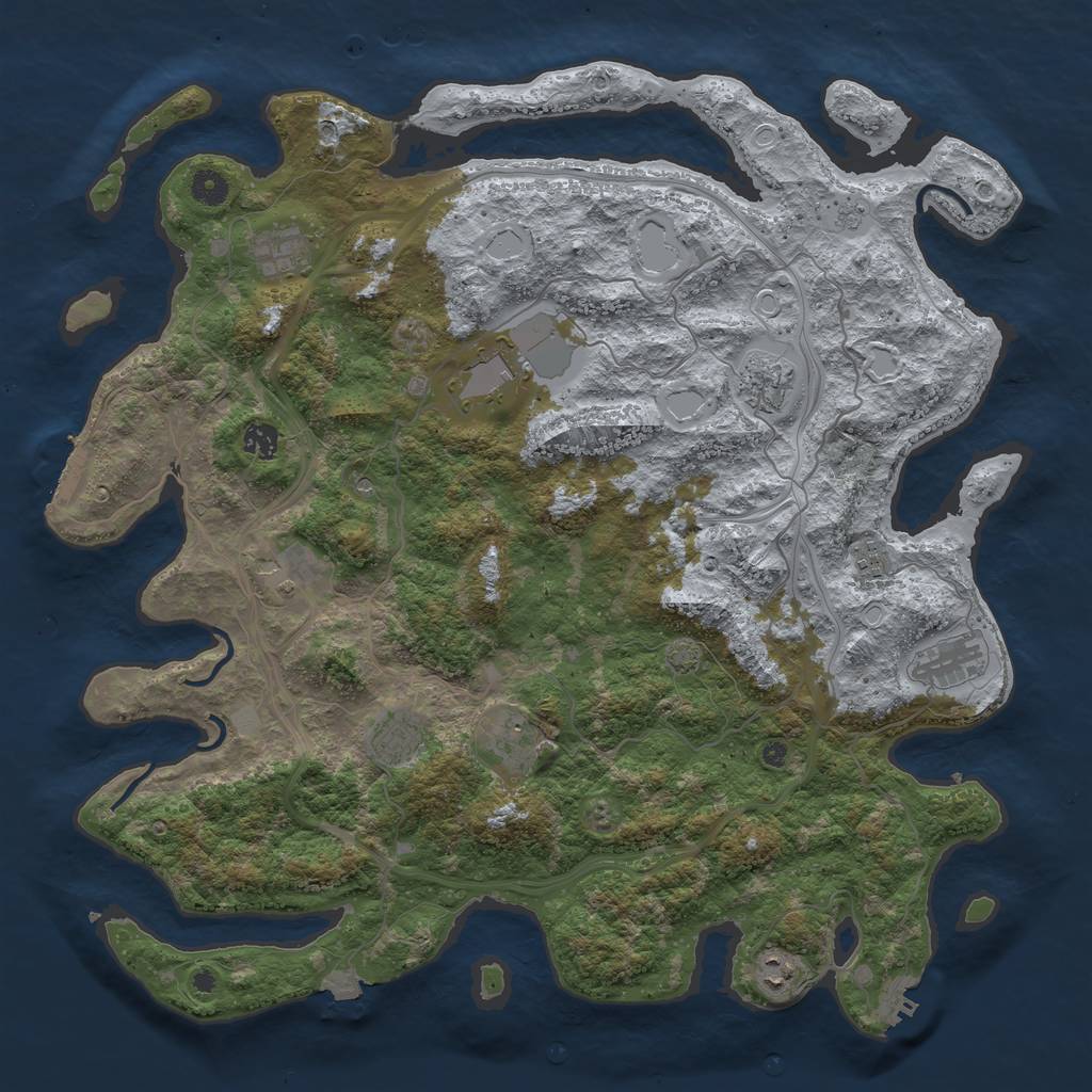 Rust Map: Procedural Map, Size: 4500, Seed: 1219652944, 18 Monuments