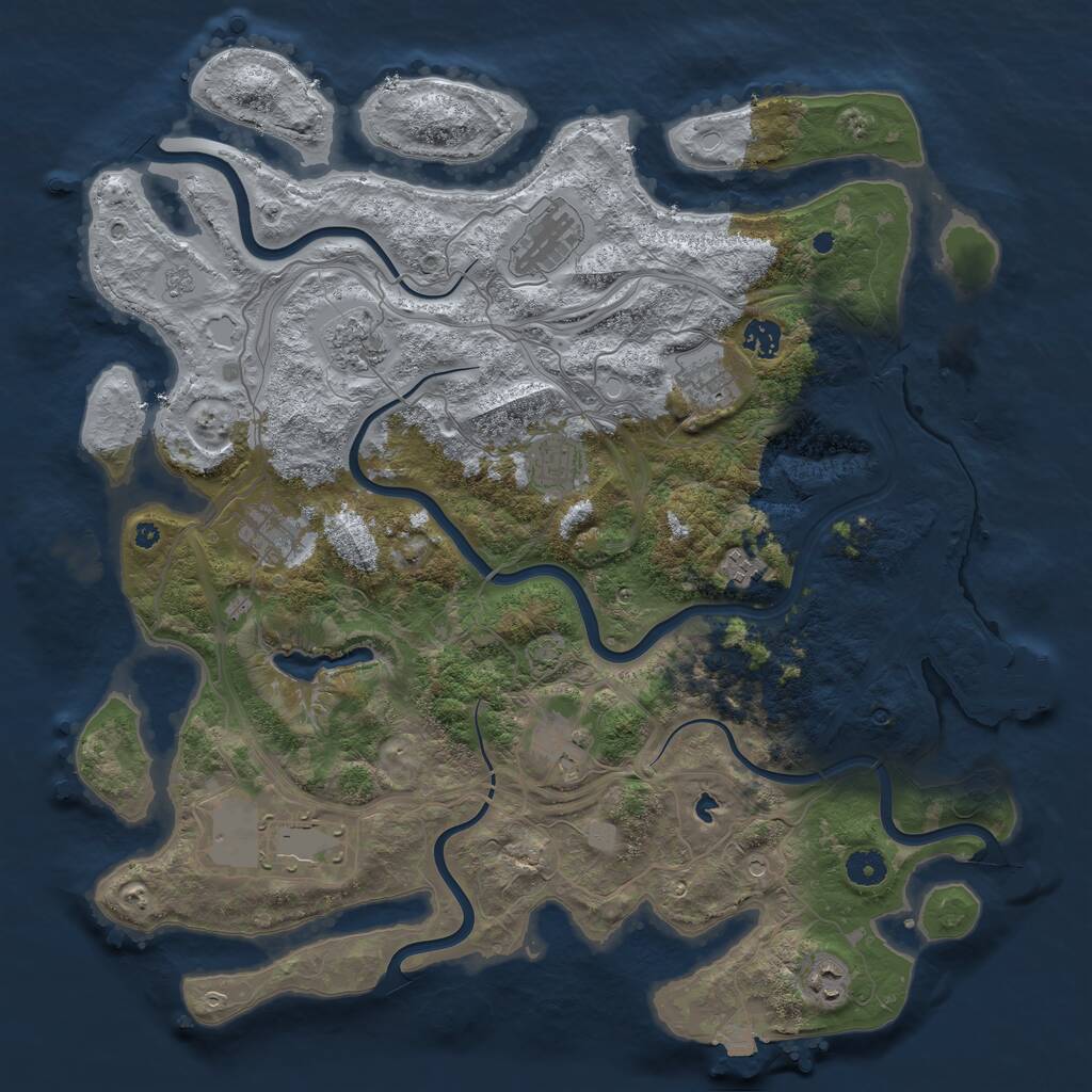 Rust Map: Procedural Map, Size: 4250, Seed: 1289663505, 15 Monuments