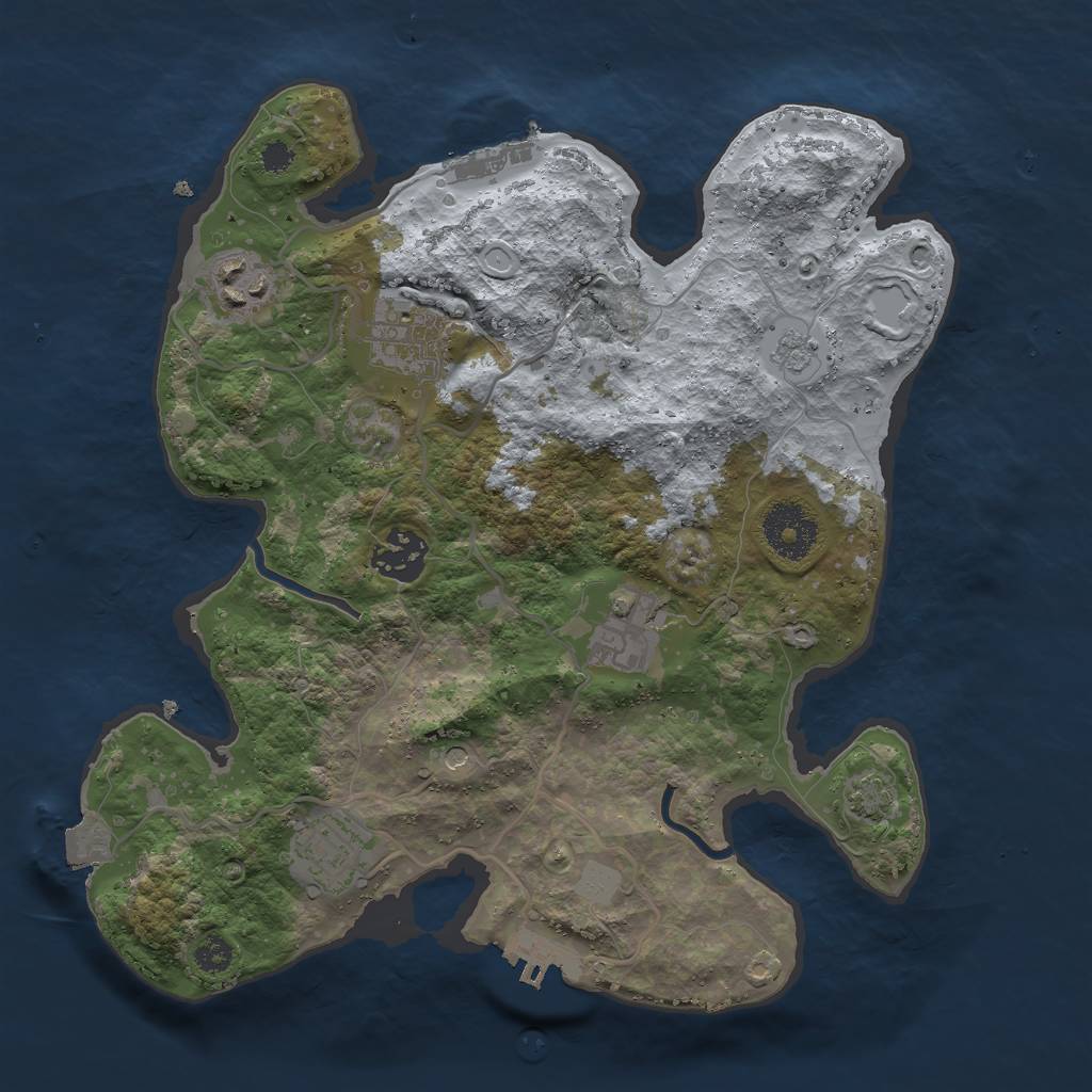 Rust Map: Procedural Map, Size: 3000, Seed: 675842599, 13 Monuments