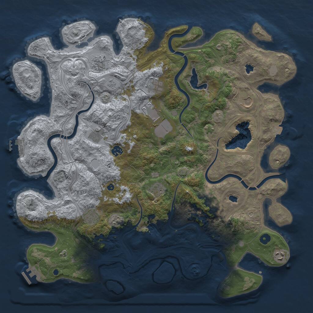 Rust Map: Procedural Map, Size: 4500, Seed: 951967613, 16 Monuments
