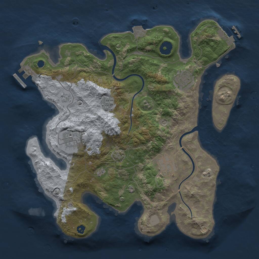 Rust Map: Procedural Map, Size: 3000, Seed: 1734773494, 10 Monuments