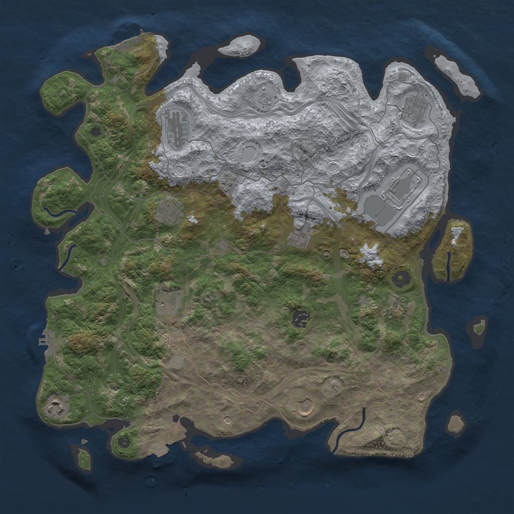 Rust Map: Procedural Map, Size: 4300, Seed: 80773121, 19 Monuments