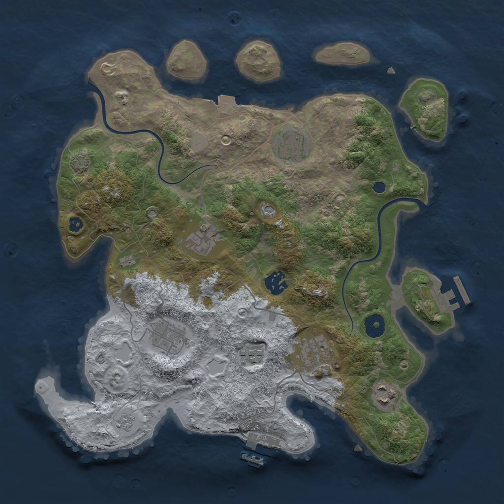 Rust Map: Procedural Map, Size: 3400, Seed: 32945962, 13 Monuments