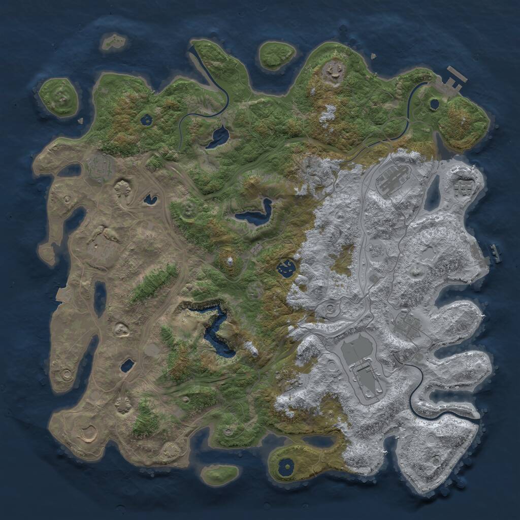 Rust Map: Procedural Map, Size: 4500, Seed: 676631901, 16 Monuments