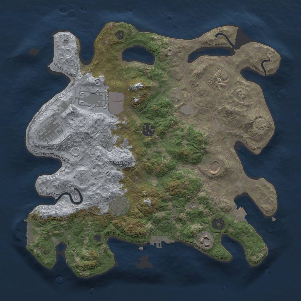 Rust Map: Procedural Map, Size: 3500, Seed: 26102403, 16 Monuments