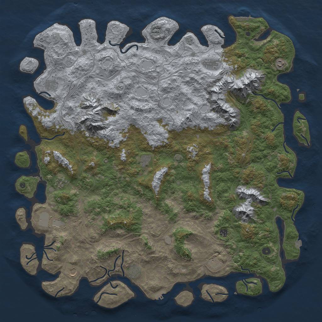 Rust Map: Procedural Map, Size: 6000, Seed: 858355809, 19 Monuments