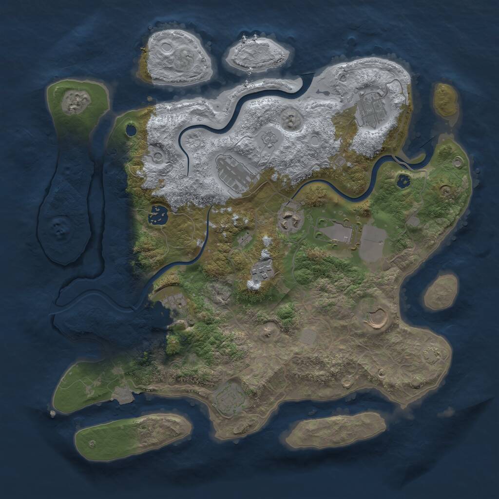 Rust Map: Procedural Map, Size: 3700, Seed: 195250333, 13 Monuments