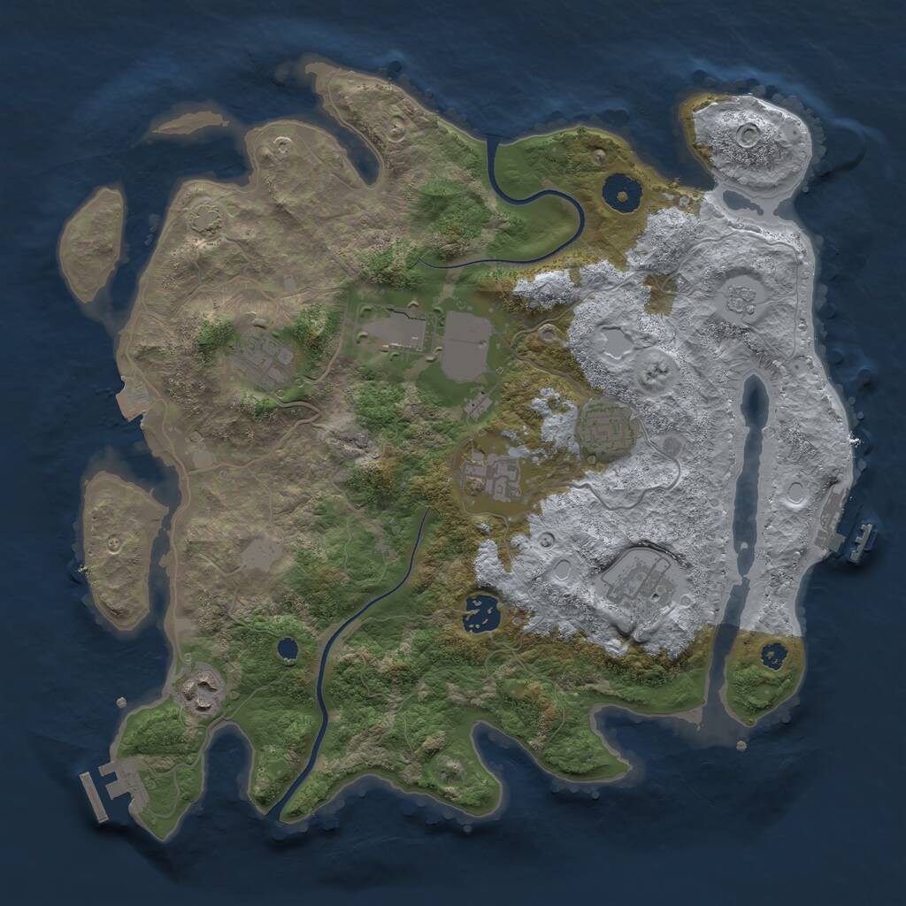 Rust Map: Procedural Map, Size: 3500, Seed: 2850, 12 Monuments