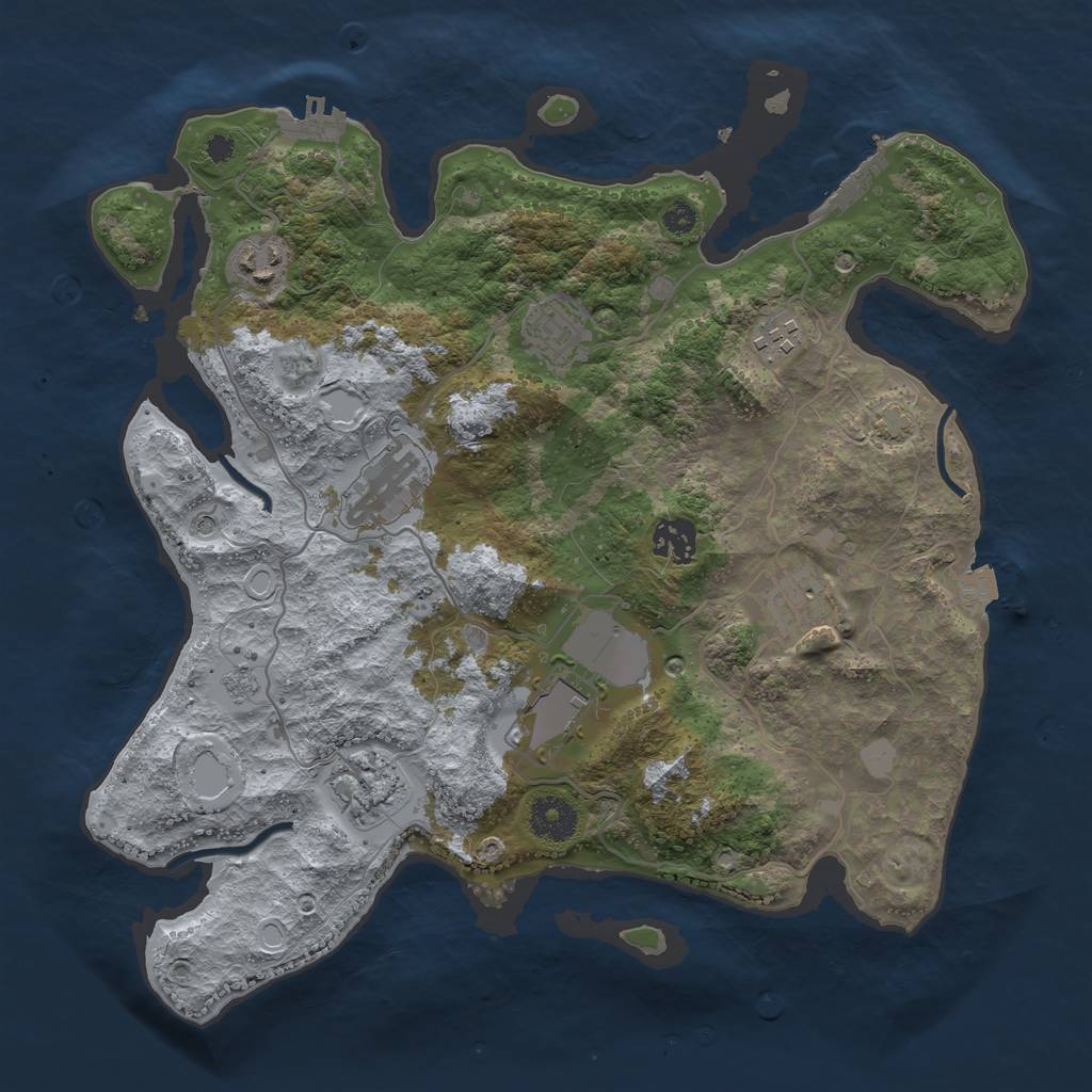 Rust Map: Procedural Map, Size: 3500, Seed: 74288729, 16 Monuments
