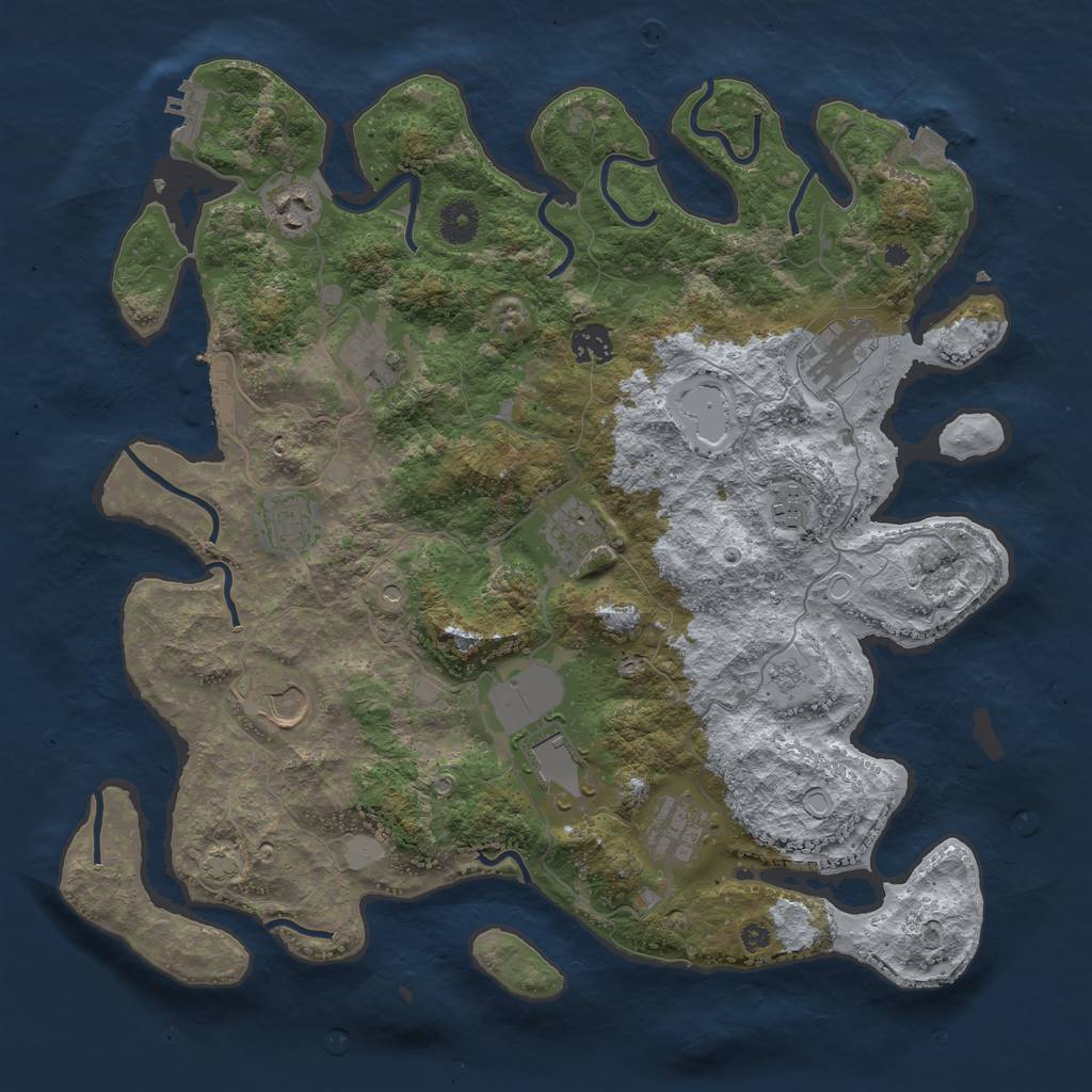 Rust Map: Procedural Map, Size: 3900, Seed: 81245562, 18 Monuments