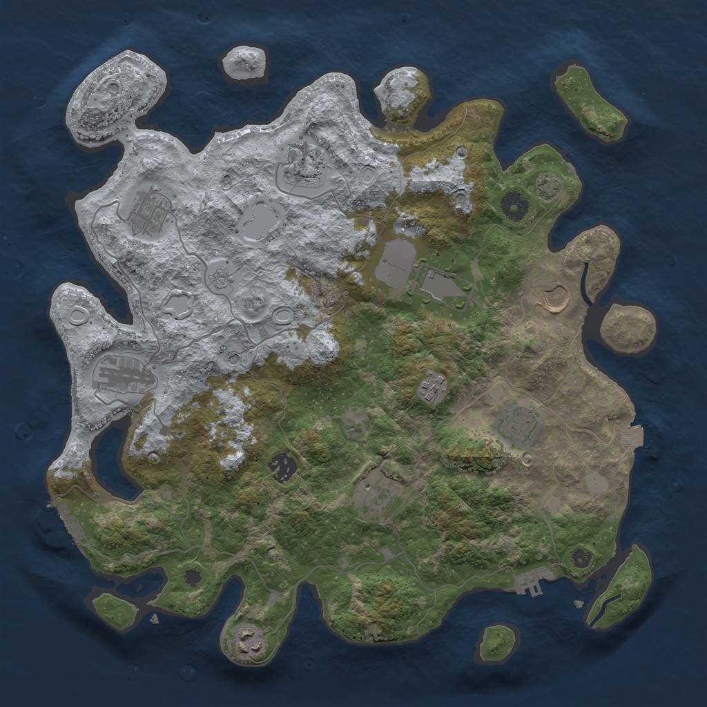 Rust Map: Procedural Map, Size: 3800, Seed: 1616576, 18 Monuments