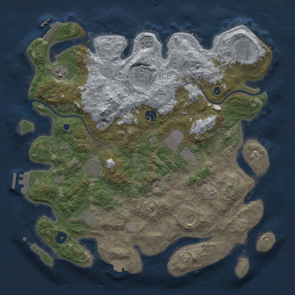 Rust Map: Procedural Map, Size: 3850, Seed: 8193795, 15 Monuments