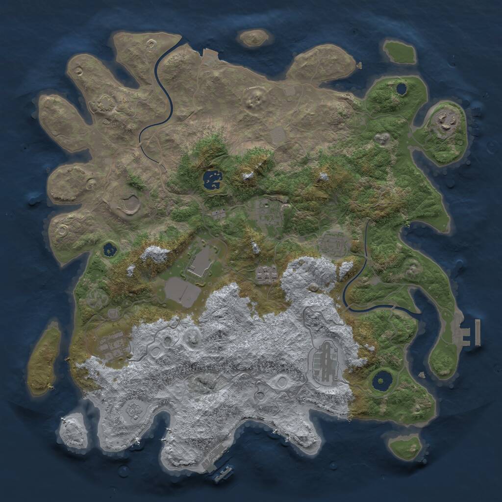 Rust Map: Procedural Map, Size: 3800, Seed: 26292242, 15 Monuments