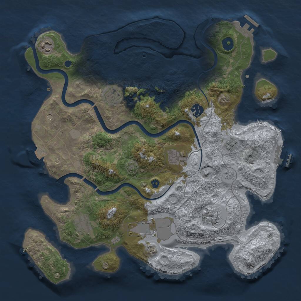 Rust Map: Procedural Map, Size: 3600, Seed: 95791300, 14 Monuments