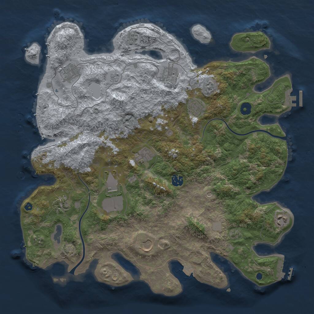 Rust Map: Procedural Map, Size: 3950, Seed: 98163030, 16 Monuments
