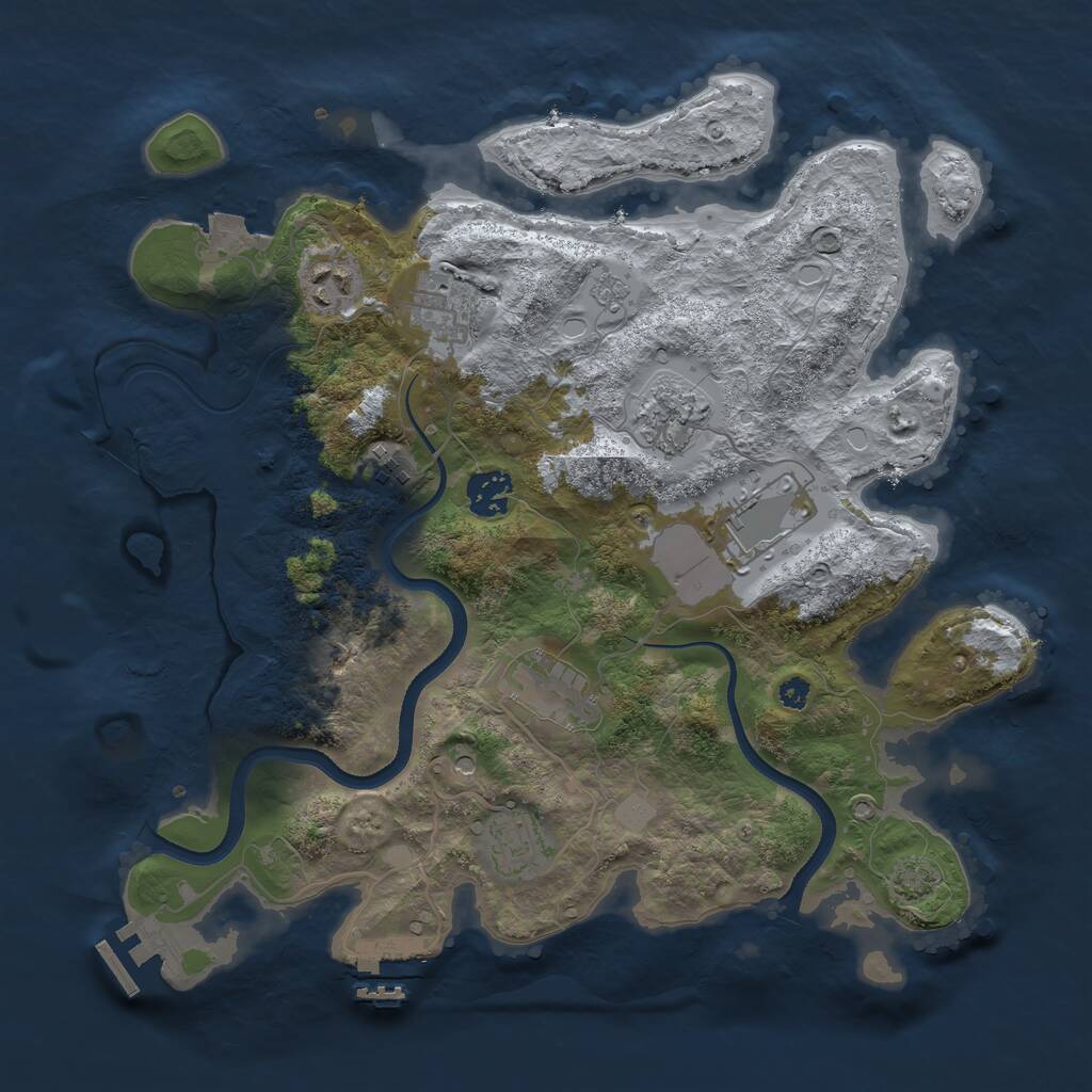 Rust Map: Procedural Map, Size: 3500, Seed: 85307666, 14 Monuments