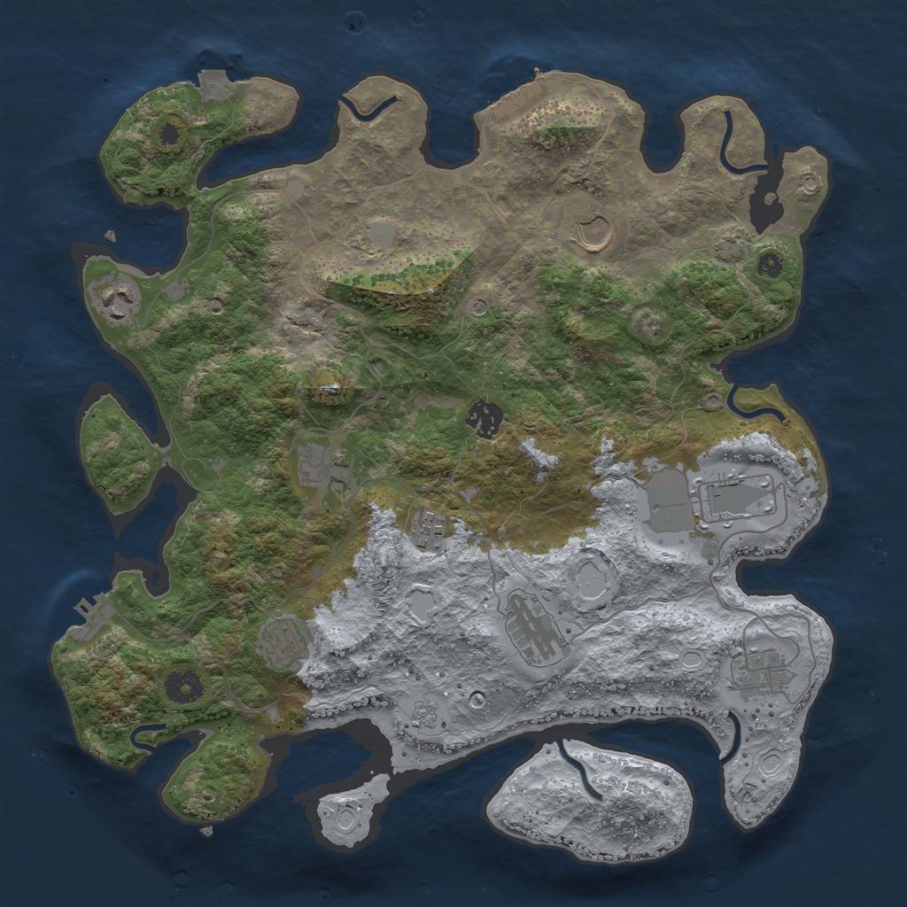 Rust Map: Procedural Map, Size: 3750, Seed: 66420212, 17 Monuments