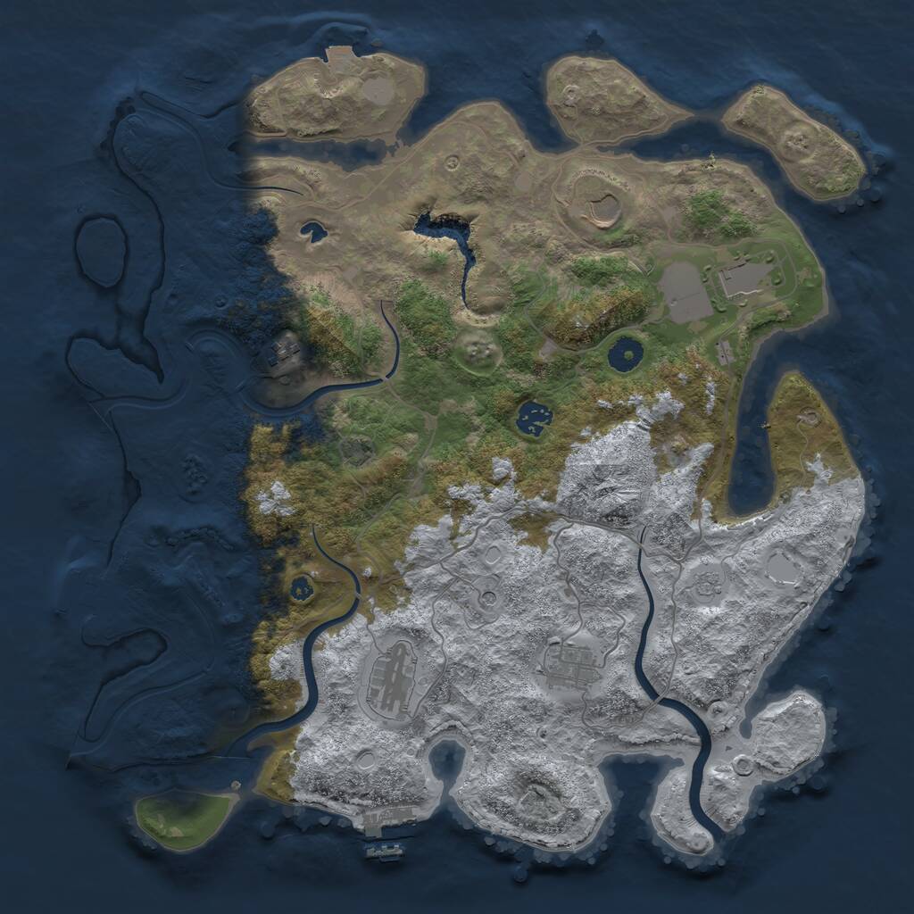 Rust Map: Procedural Map, Size: 4000, Seed: 648250, 12 Monuments