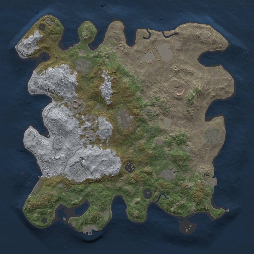 Rust Map: Procedural Map, Size: 3750, Seed: 21459843, 18 Monuments