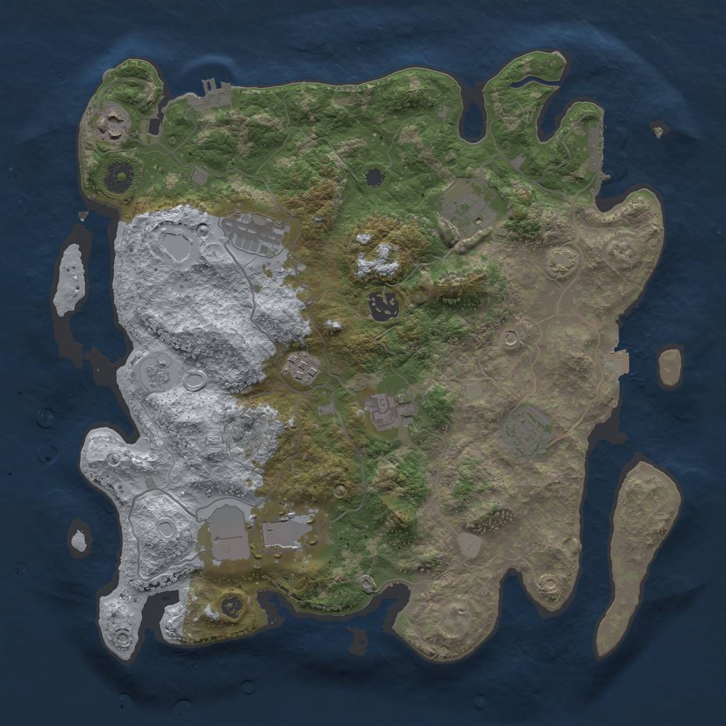 Rust Map: Procedural Map, Size: 3500, Seed: 1182152321, 16 Monuments