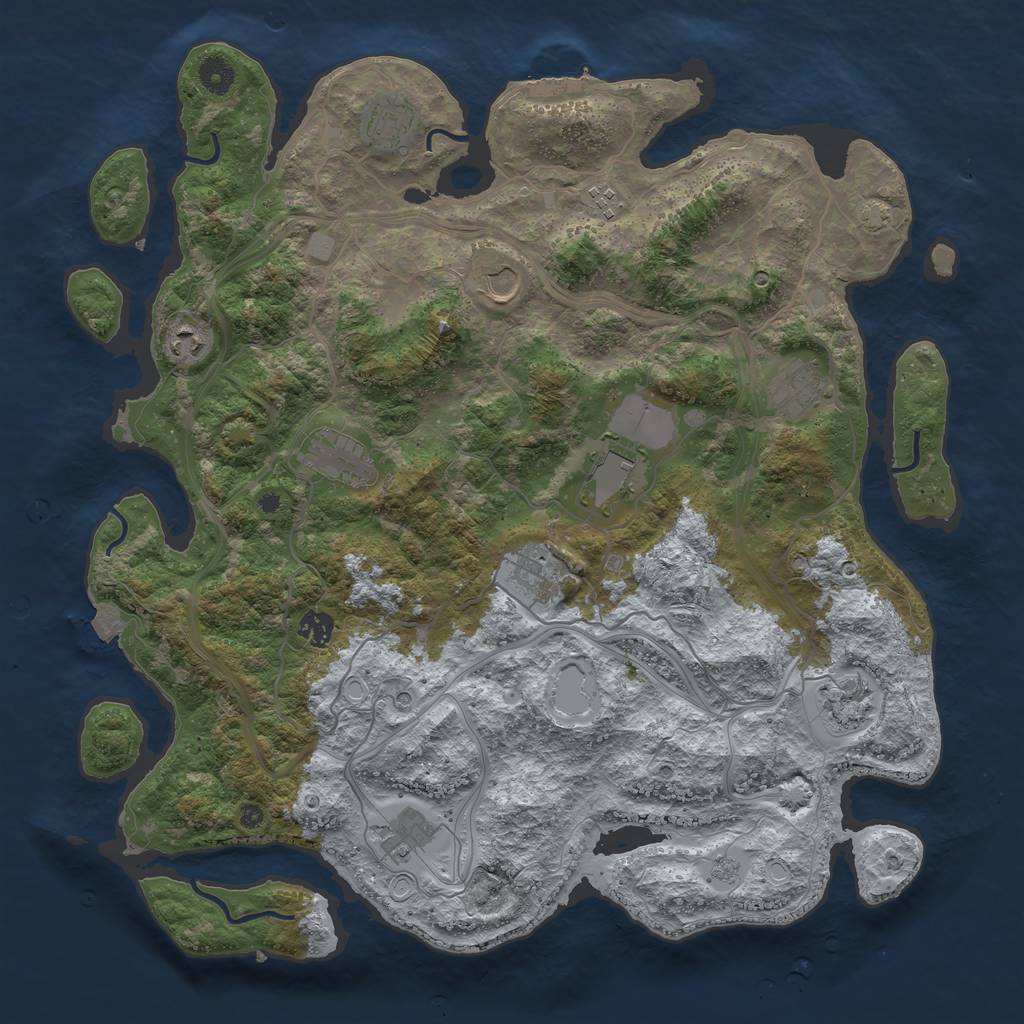 Rust Map: Procedural Map, Size: 4300, Seed: 58250972, 18 Monuments