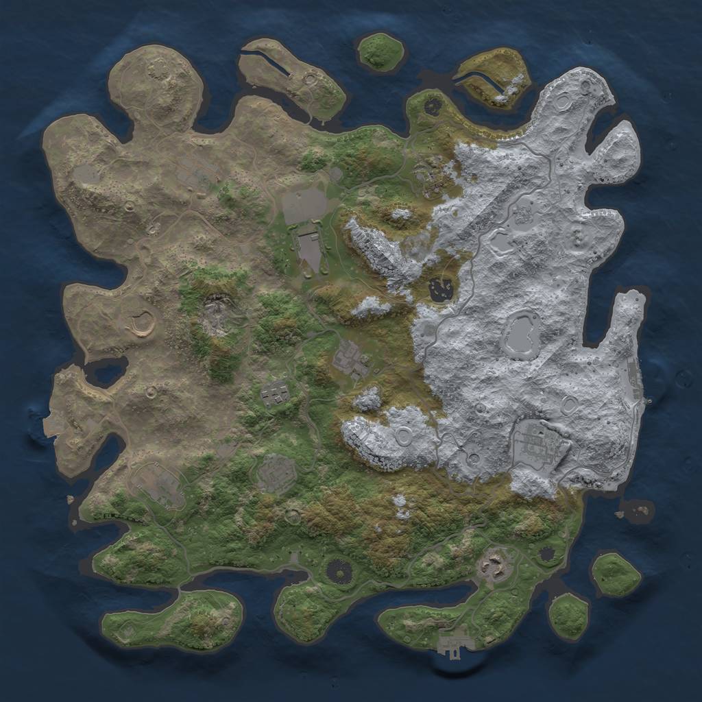 Rust Map: Procedural Map, Size: 4100, Seed: 68923122, 19 Monuments