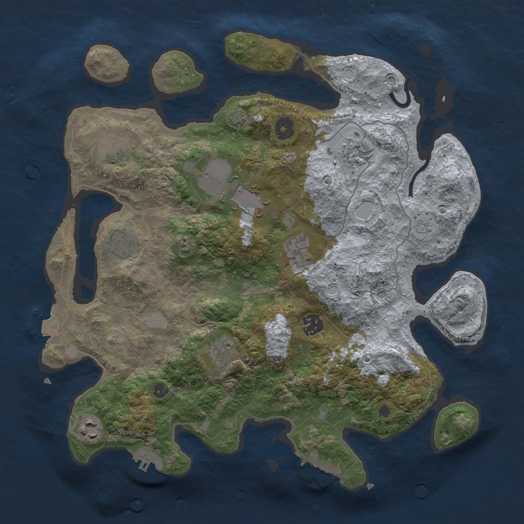 Rust Map: Procedural Map, Size: 3700, Seed: 1959089708, 16 Monuments
