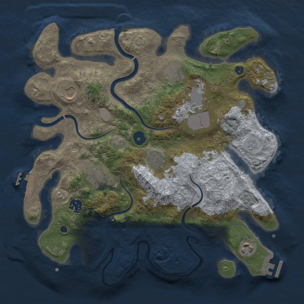 Rust Map: Procedural Map, Size: 3500, Seed: 1540914577, 14 Monuments
