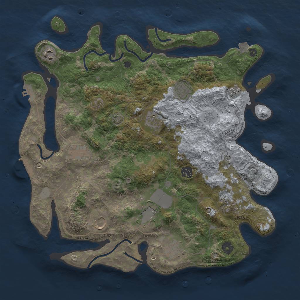 Rust Map: Procedural Map, Size: 3750, Seed: 922040605, 18 Monuments