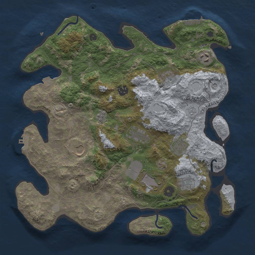 Rust Map: Procedural Map, Size: 3600, Seed: 81440391, 17 Monuments
