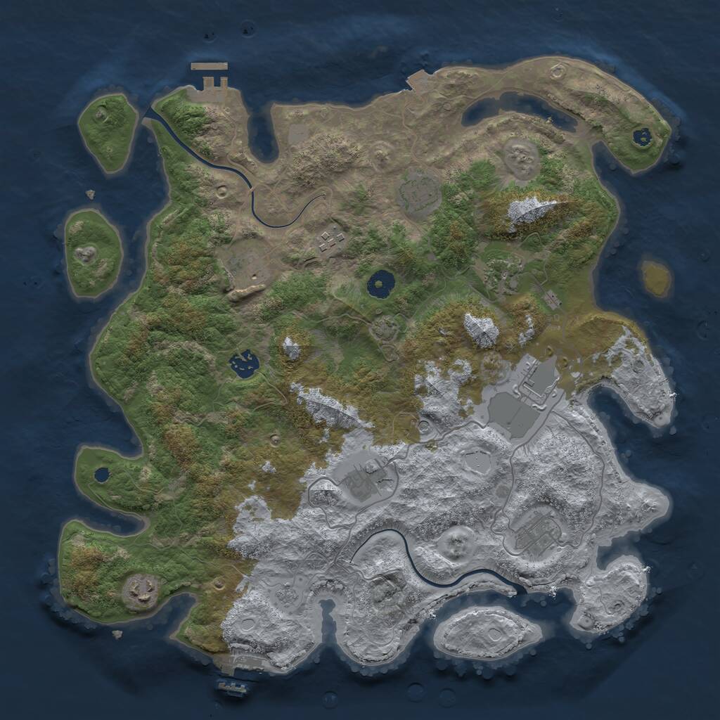 Rust Map: Procedural Map, Size: 3950, Seed: 69579538, 15 Monuments