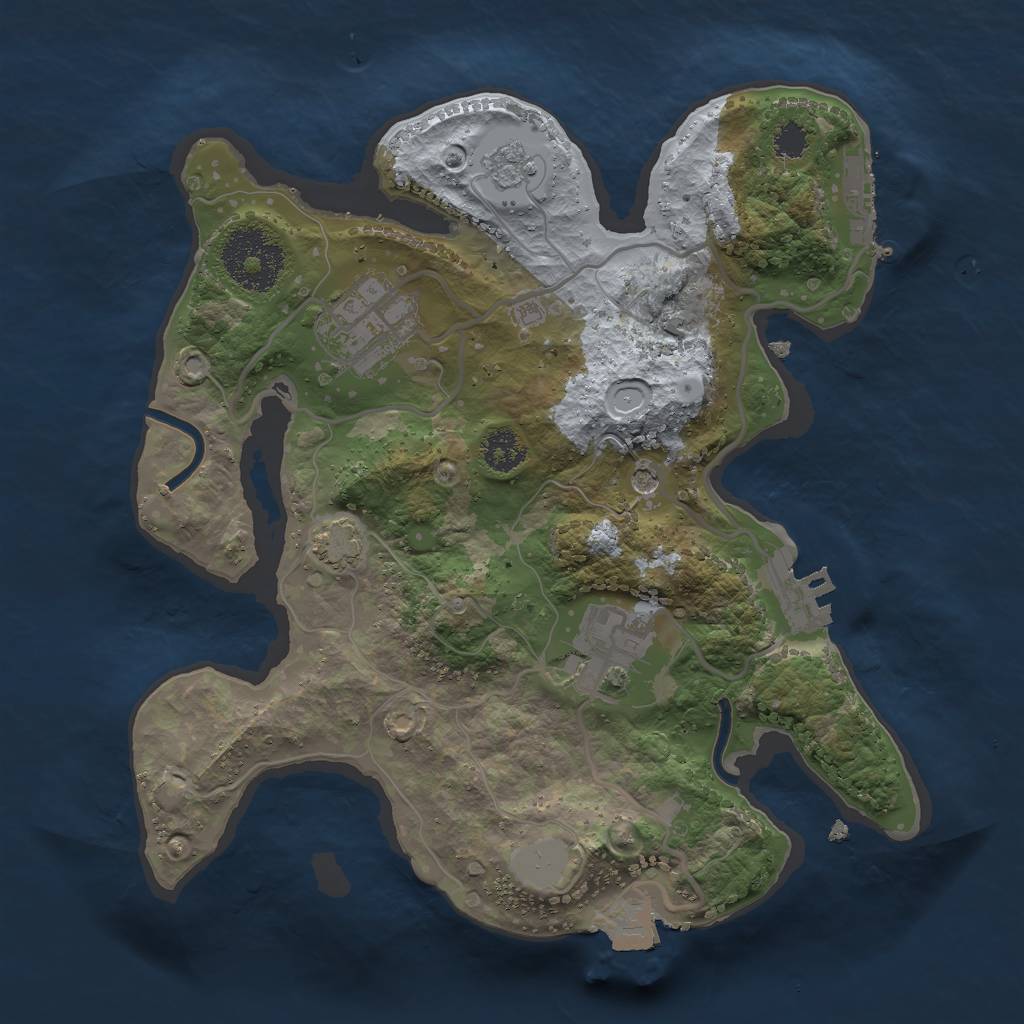 Rust Map: Procedural Map, Size: 2500, Seed: 19339, 10 Monuments