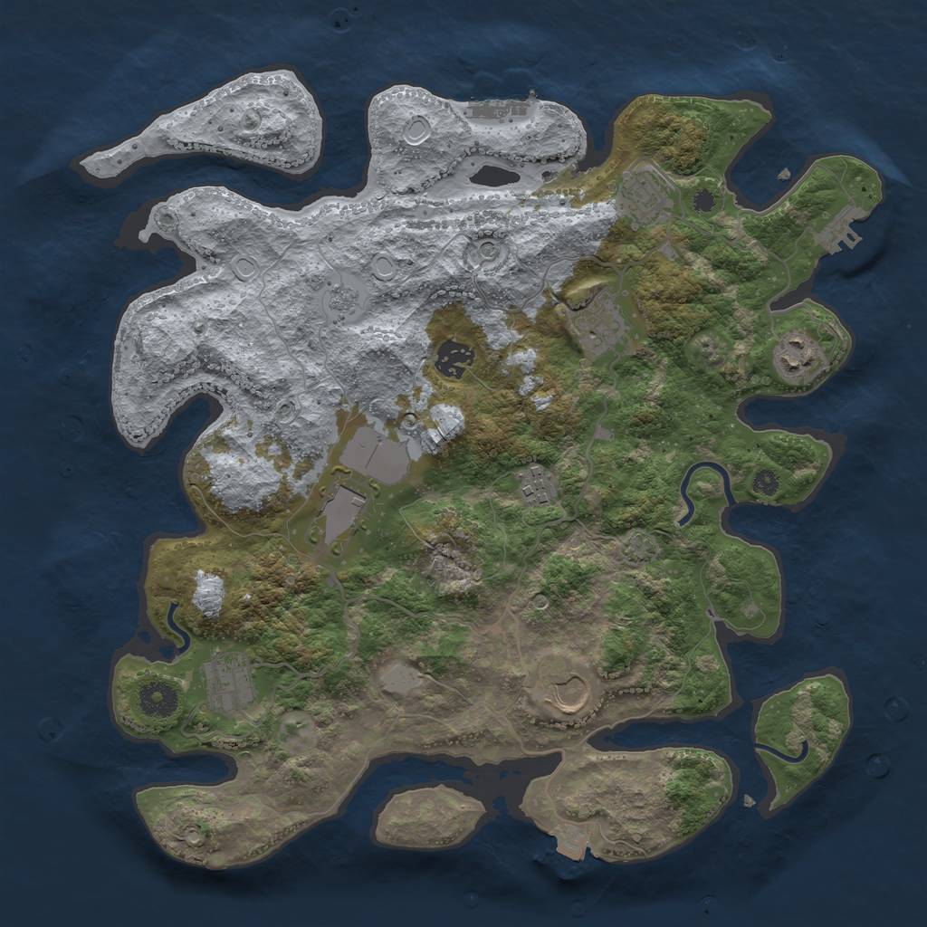 Rust Map: Procedural Map, Size: 3700, Seed: 85454830, 16 Monuments