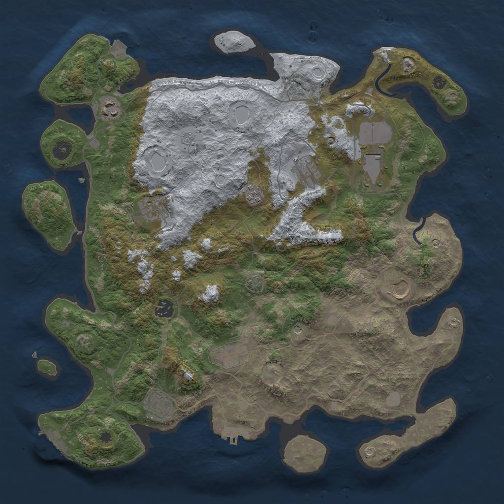 Rust Map: Procedural Map, Size: 4000, Seed: 1393094360, 17 Monuments