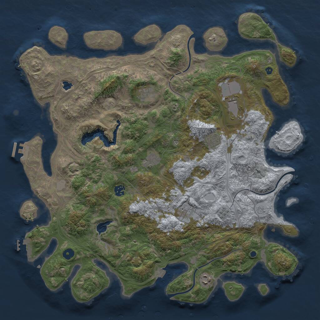 Rust Map: Procedural Map, Size: 4400, Seed: 30112227, 14 Monuments